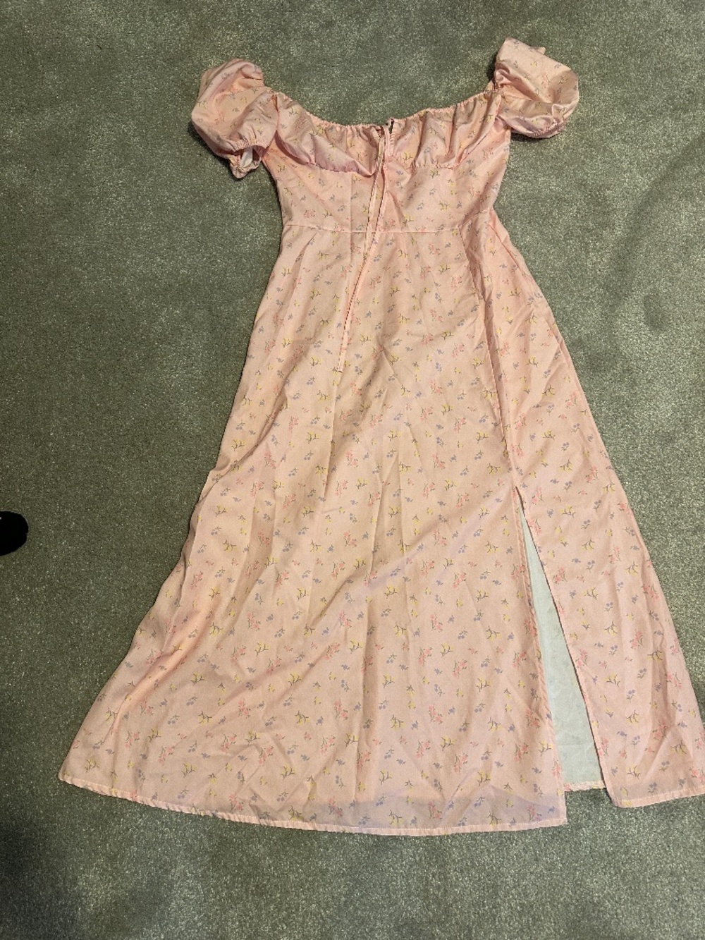 Pink Floral Maxi Milkmaid Dress (Size Small)